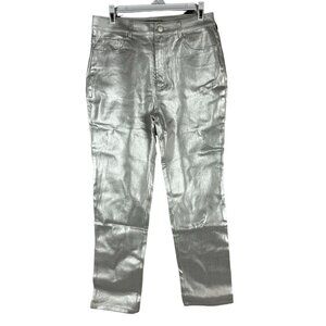 Blue B. Collection Womens Silver Metallic Pants Size Medium